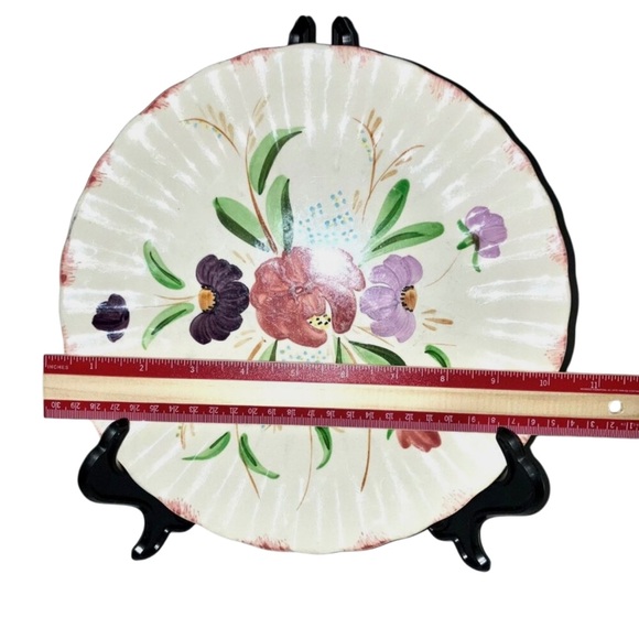 Blue Ridge Southern Potteries Hand Painted 10" Plate with Florals Scallop Edge - Picture 2 of 4